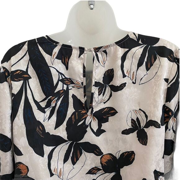 Sam & Lavi Small Blouse Floral Print Tie Up Front 3/4 Sleeve Top Leaf - Picture 10 of 10